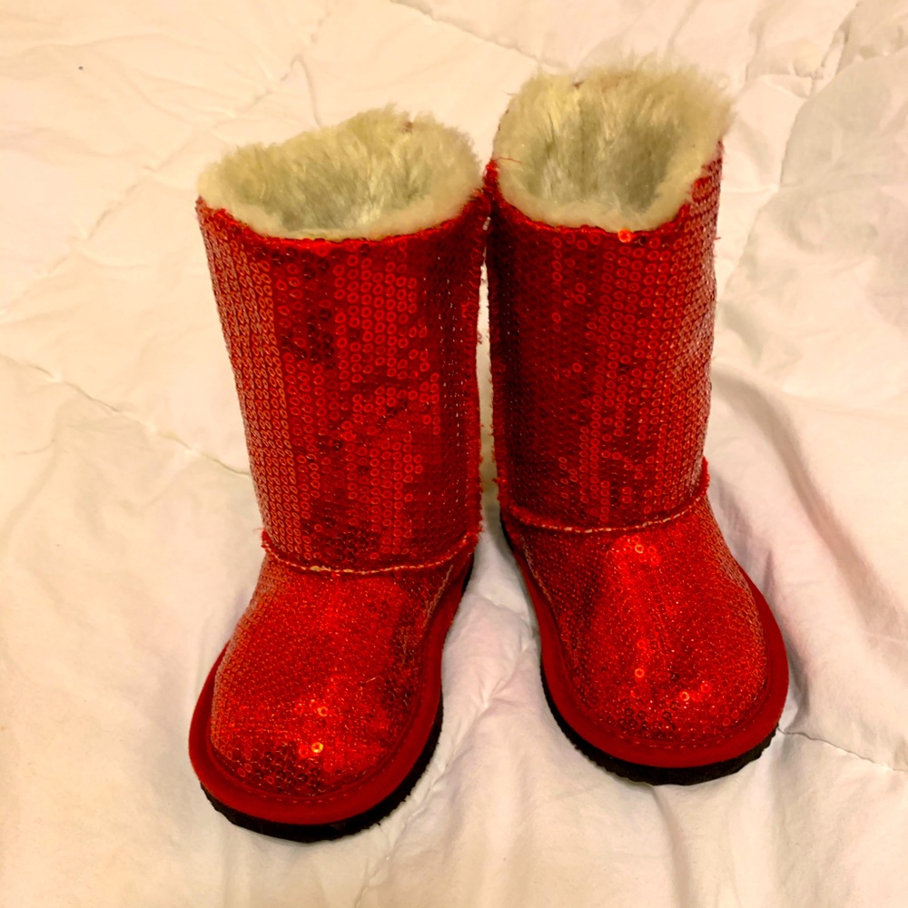 Red L’Amour toddler boots. Holiday ready!